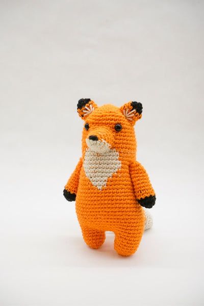 A crocheted fox.