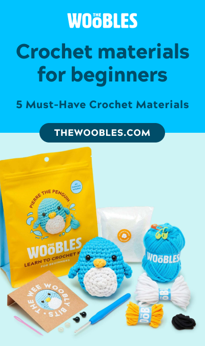 The Woobles' beginner penguin crochet kit with materials