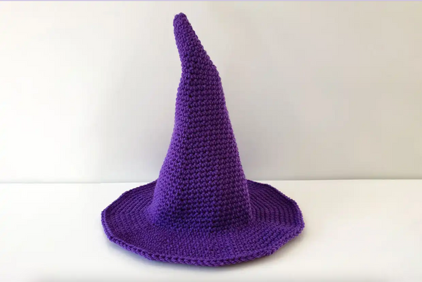 Purple crochet witch hat