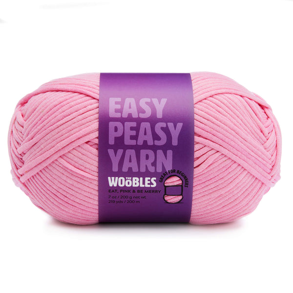 The Woobles' beginner friendly no-fray Easy Peasy Yarn in Eat, Pink and Be Merry