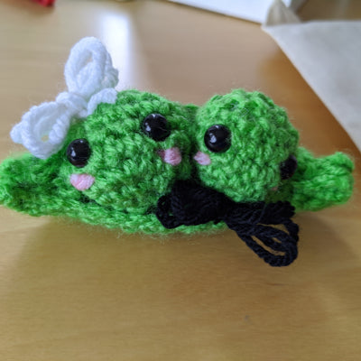 workshop participant's finished peas in a pod