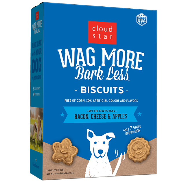 Cloud Star Wag More Bark Less Oven Baked Dog Treats with Bacon, Cheese & Apples