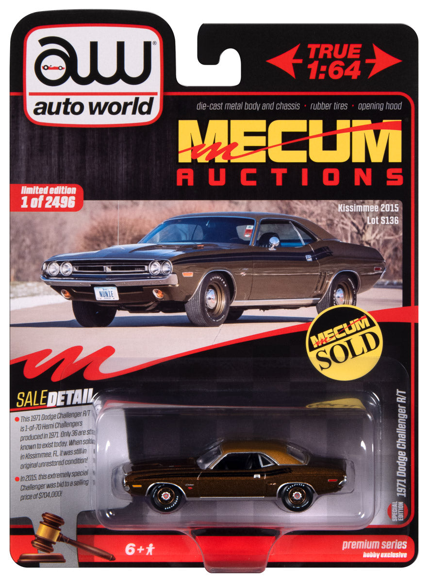 Auto World Mecum 1971 Dodge Challenger R/T (Dark Gold Metallic w/Gold ...