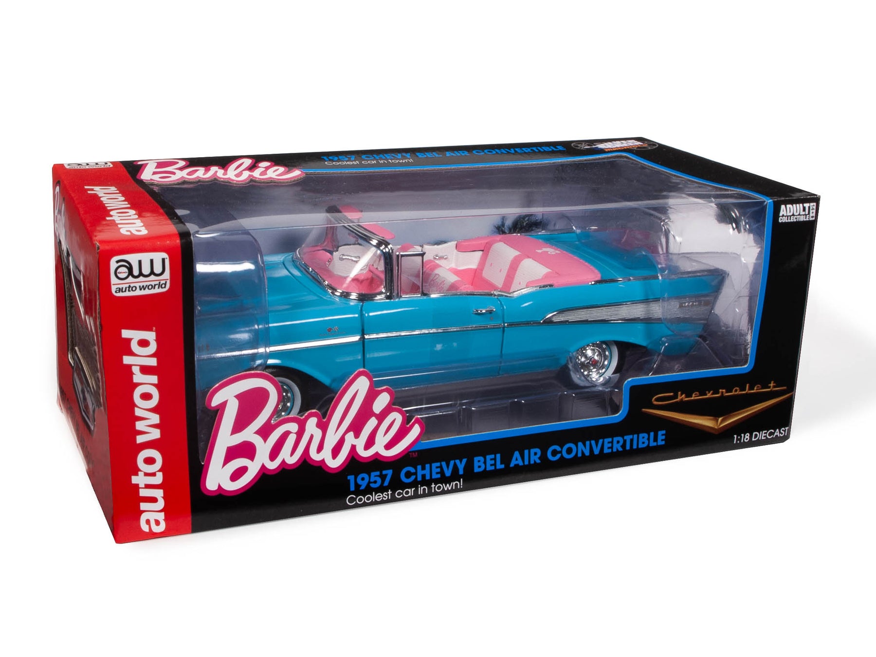 dief long Tegenhanger Auto World Barbie 1957 Chevy Bel Air Convertible (Aqua Blue) 1:18 Scal –  Auto World Store