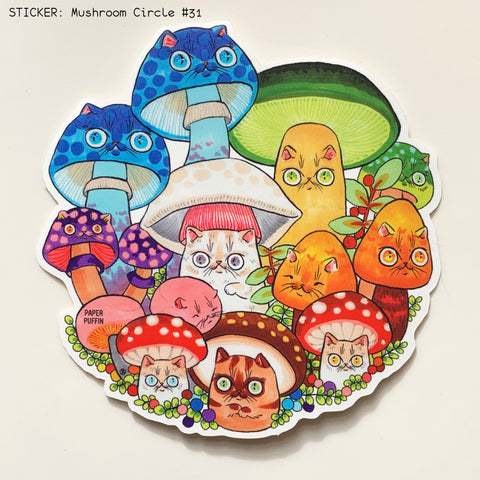 Mushroom Forager Cats Coaster 4 pack – PaperPuffin
