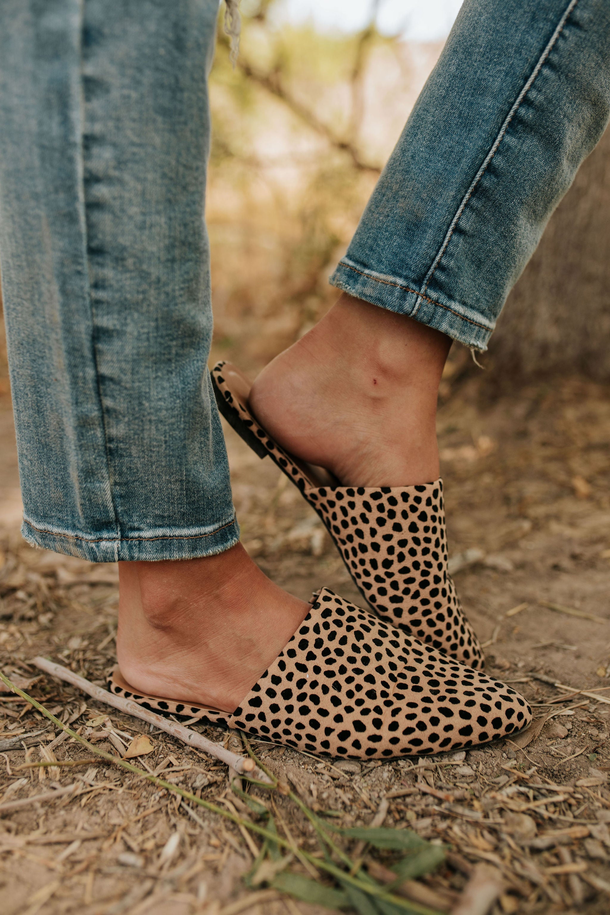 cheetah slip on mules