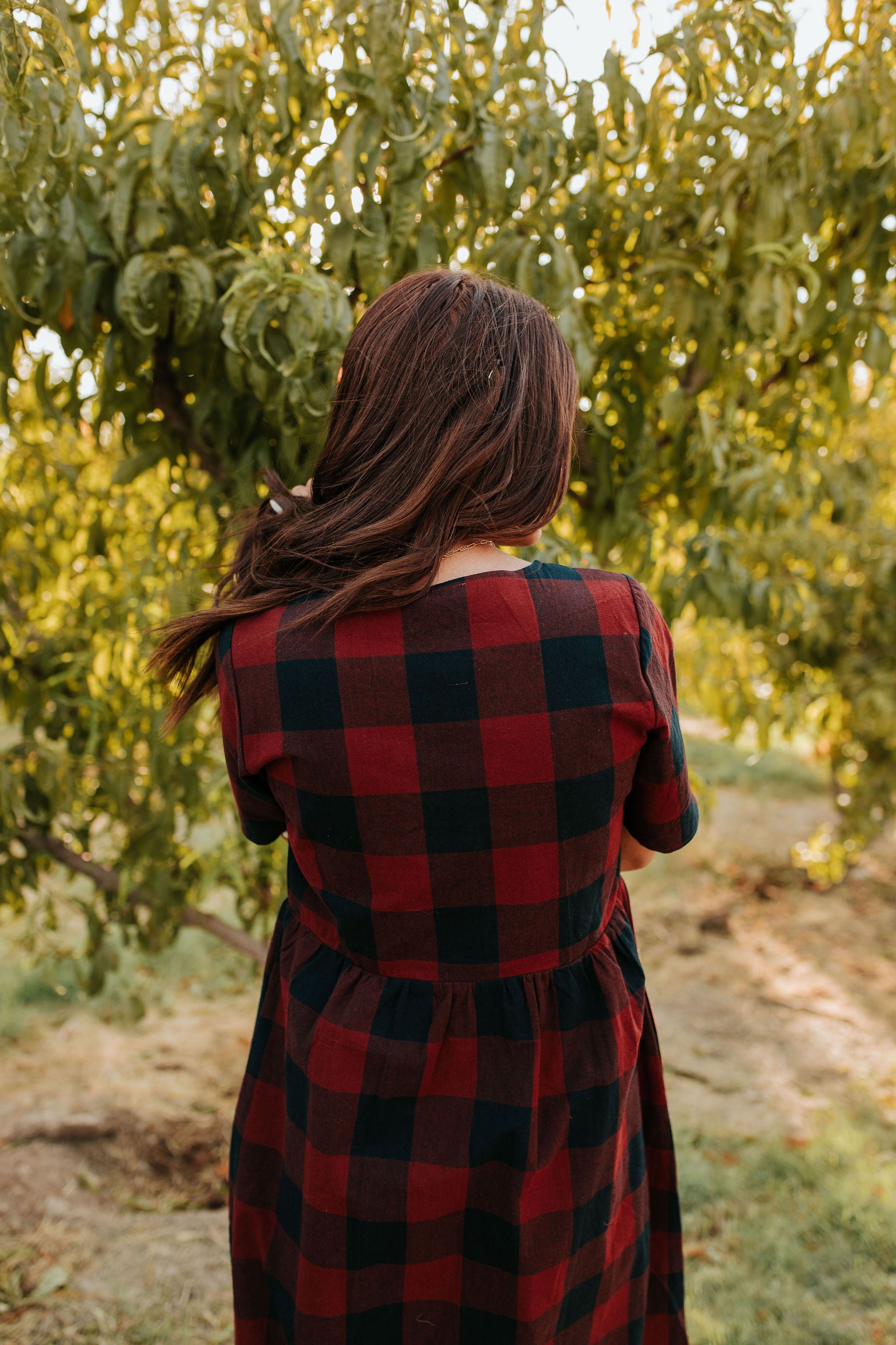 burgundy gingham school dress