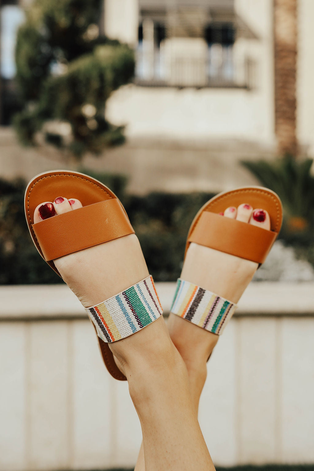 THE DOUBLE STRAP SANDAL IN MULTI STRIPE