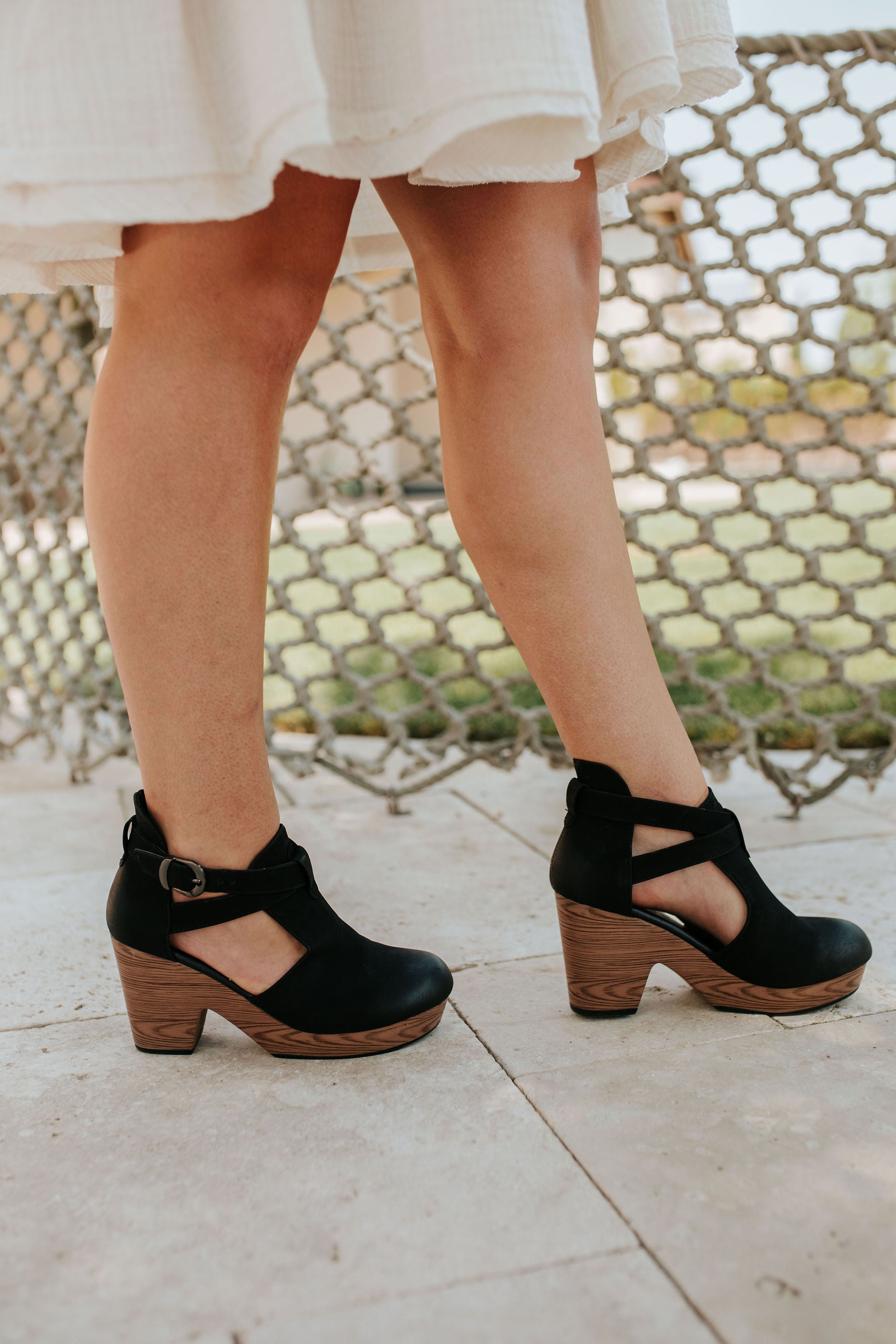 clog heels with strap