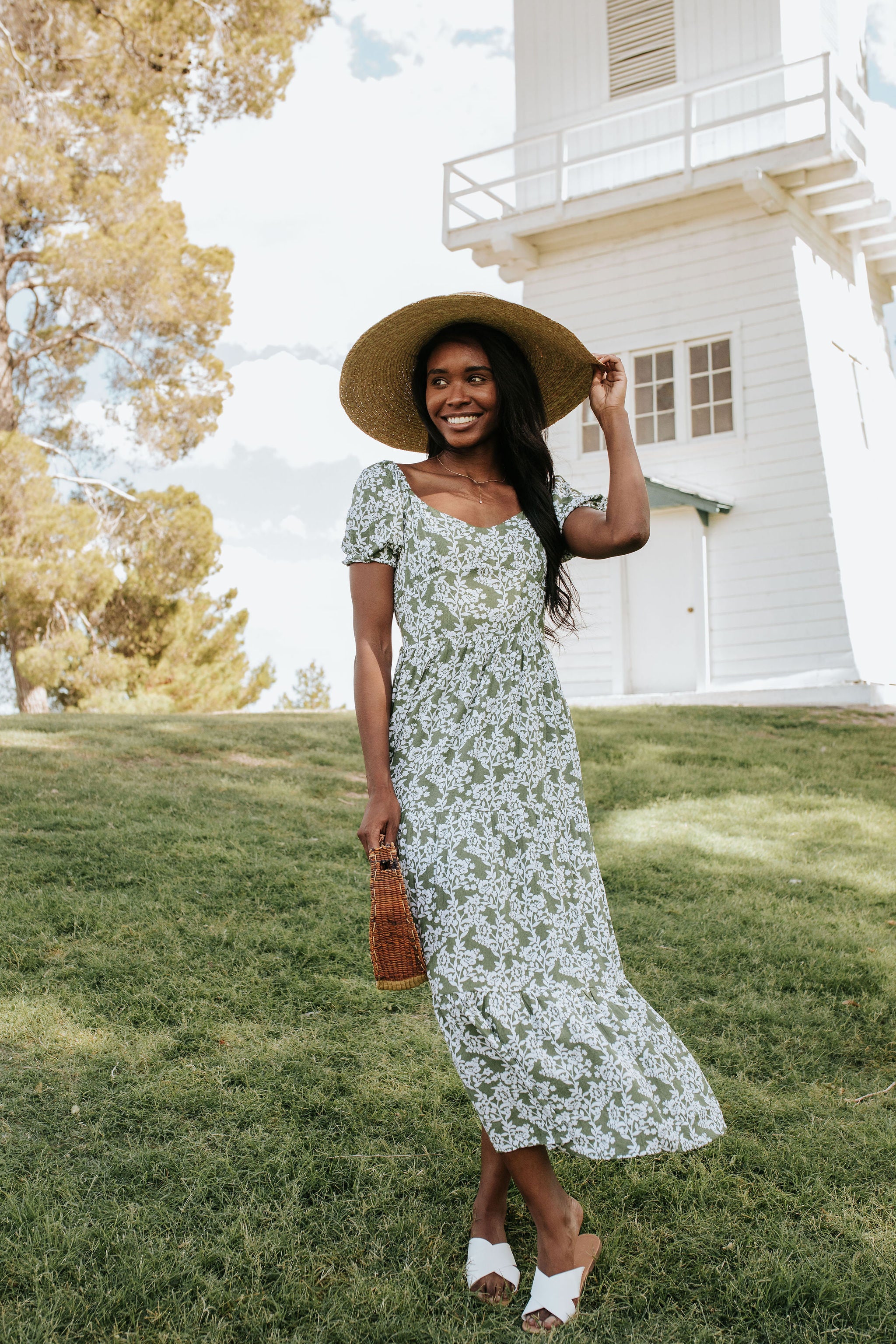 green floral dress maxi