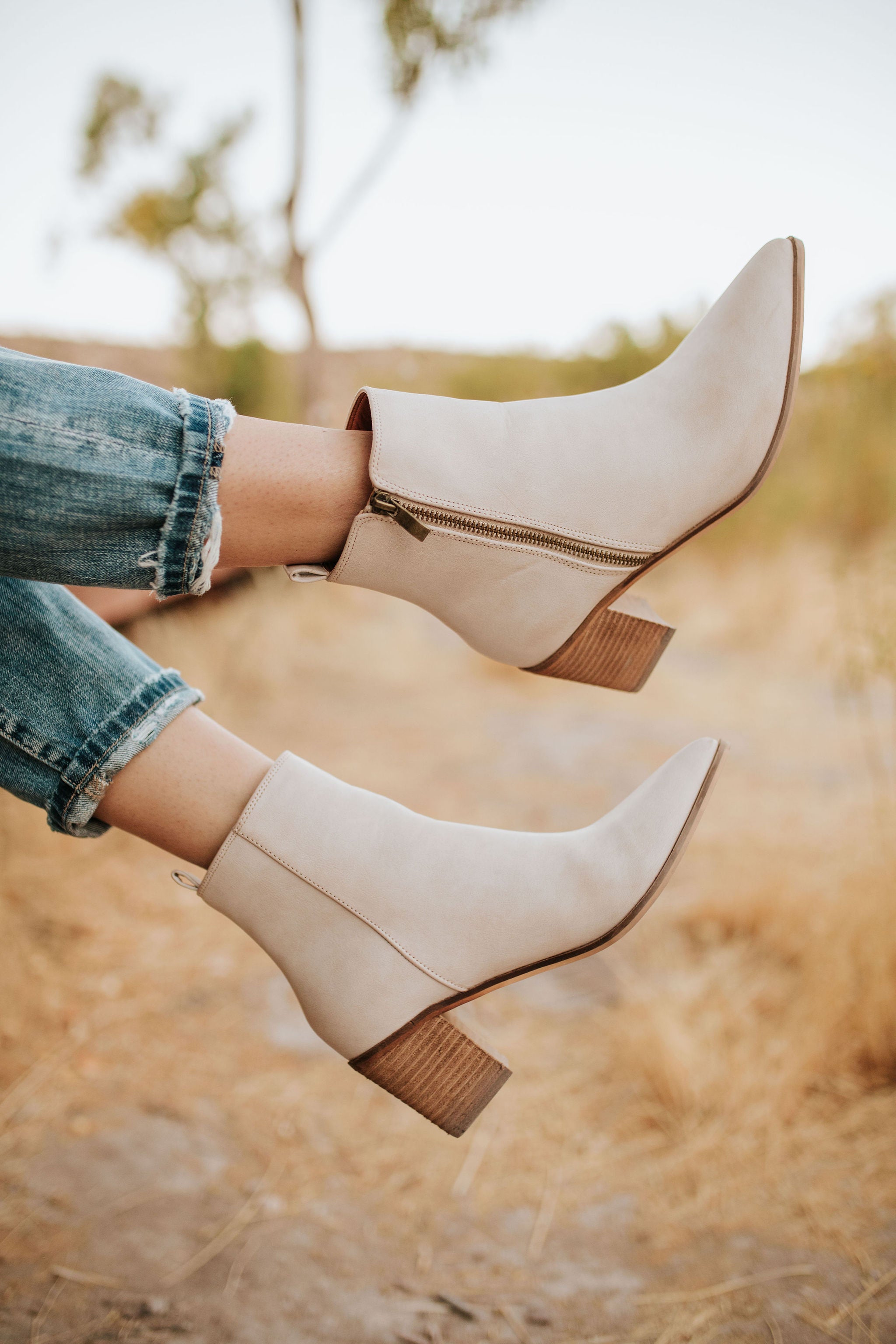 light beige ankle boots