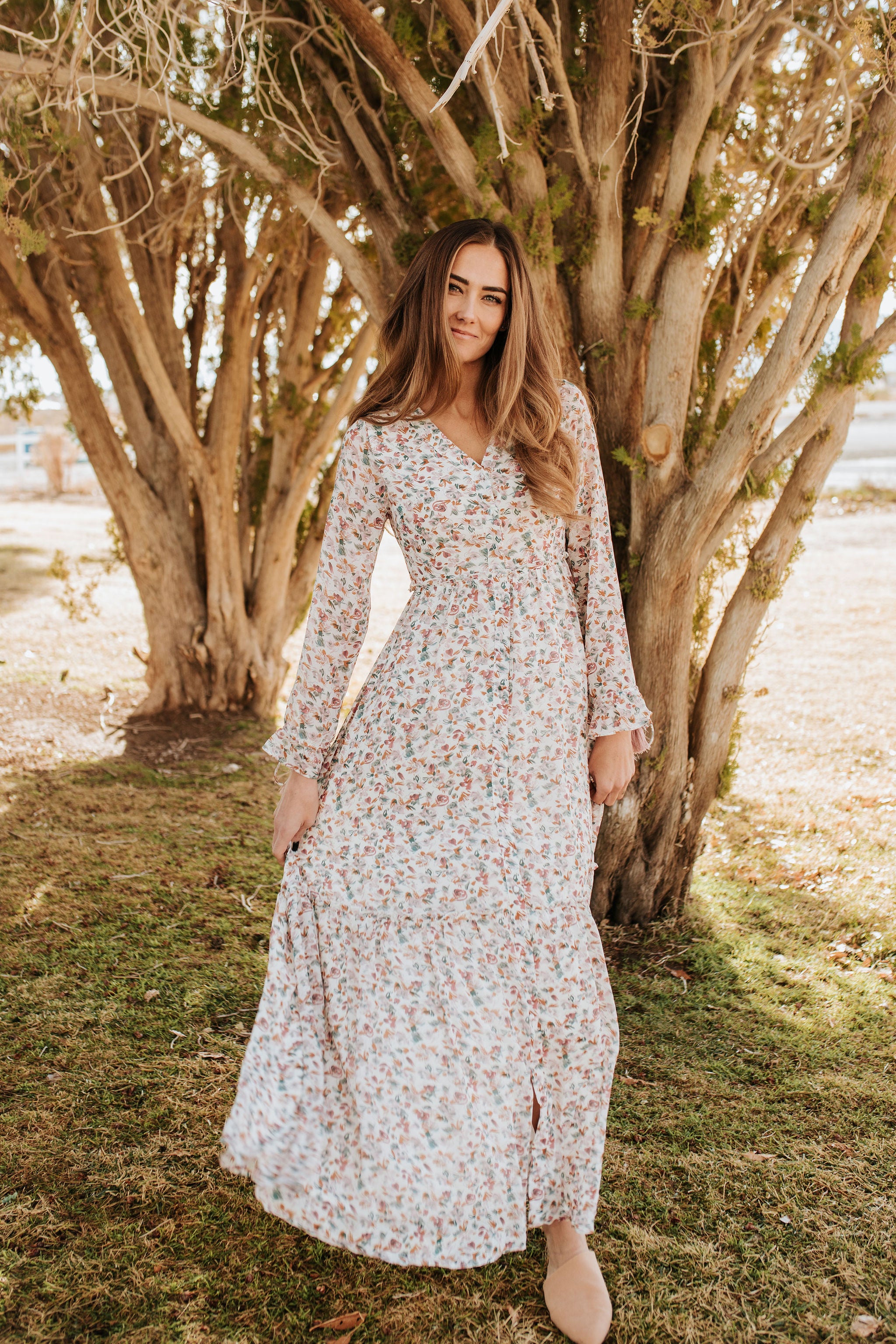THE MELROSE BUTTON FRONT FLORAL DRESS