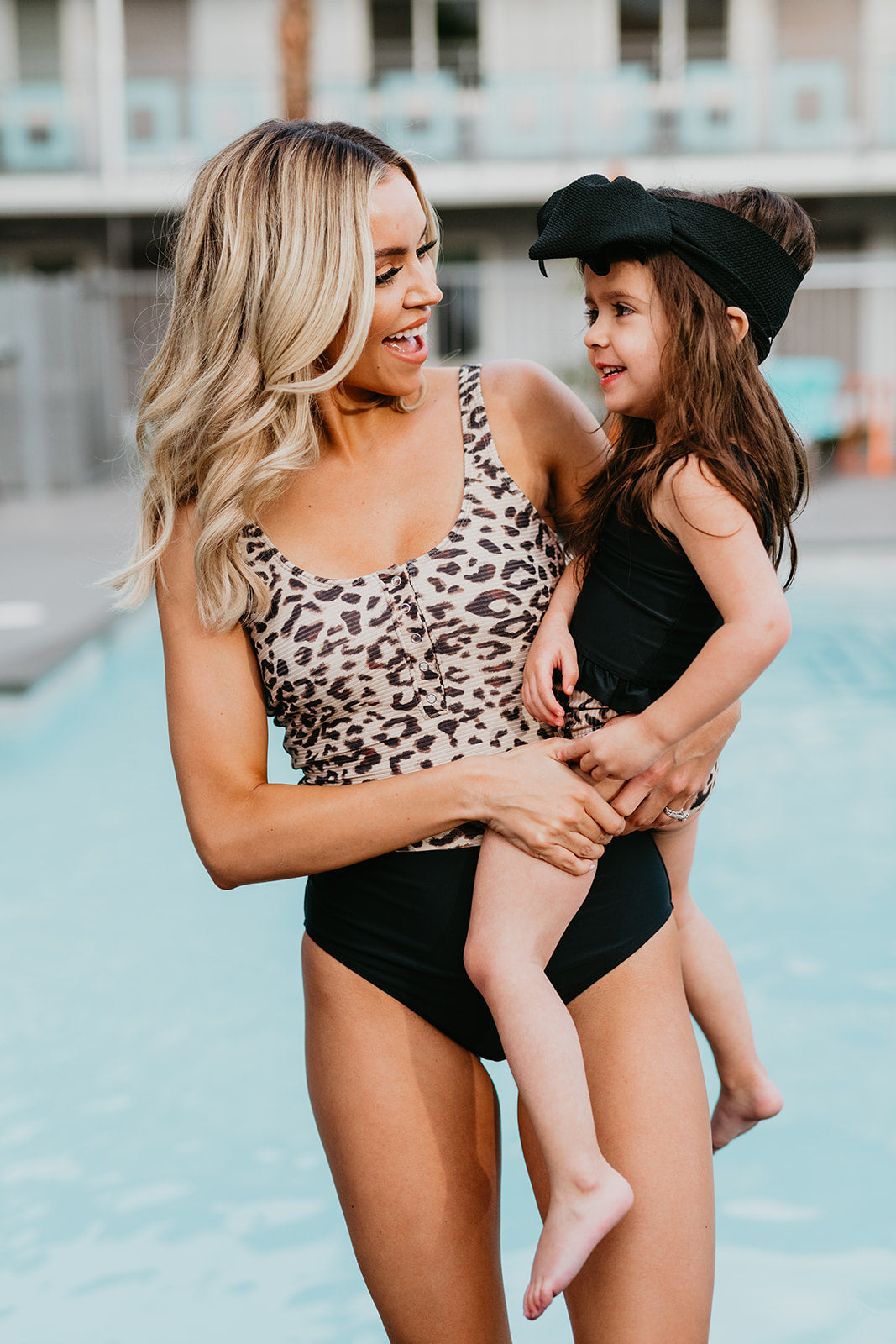 girl in black swimsuit