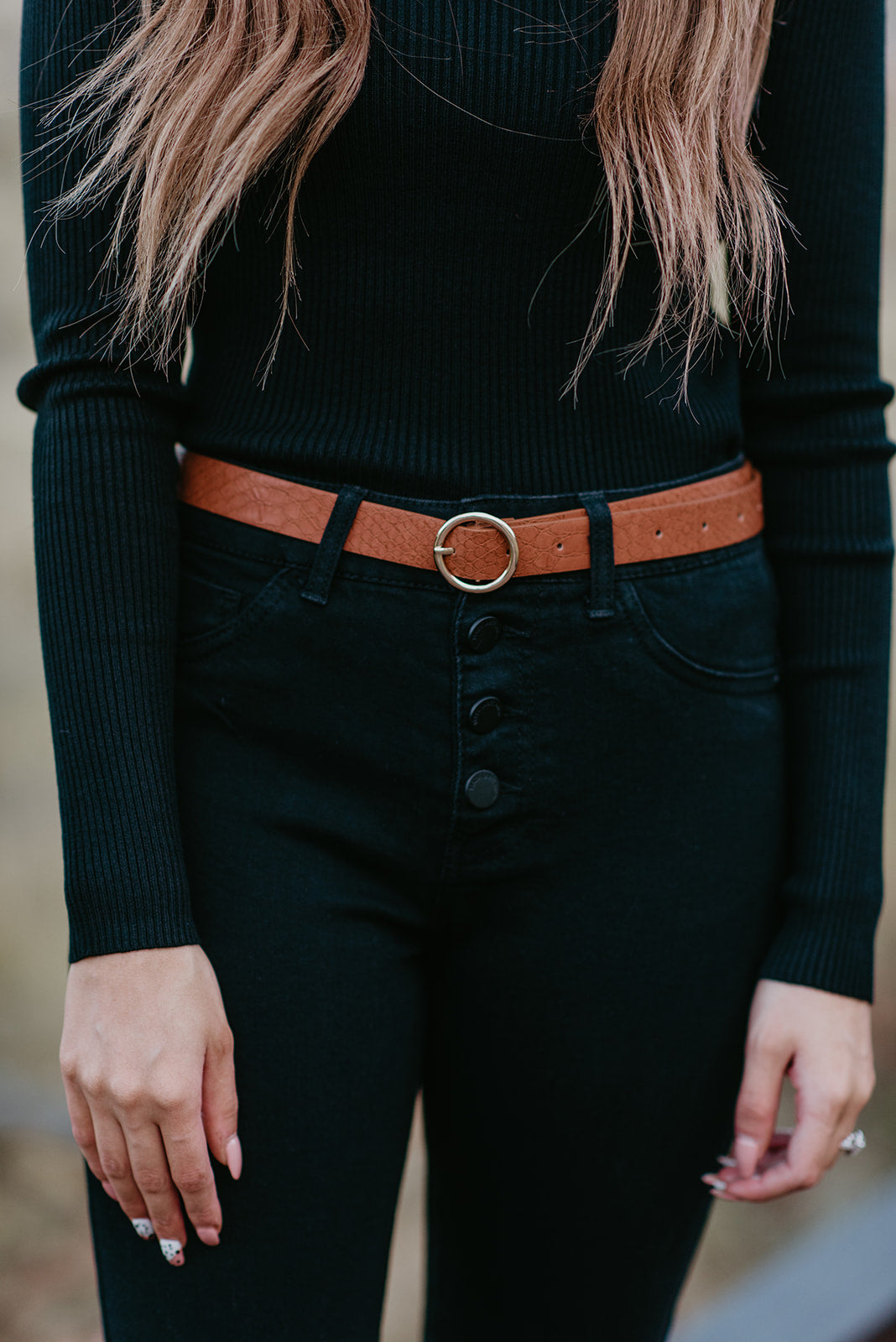 button front black jeans