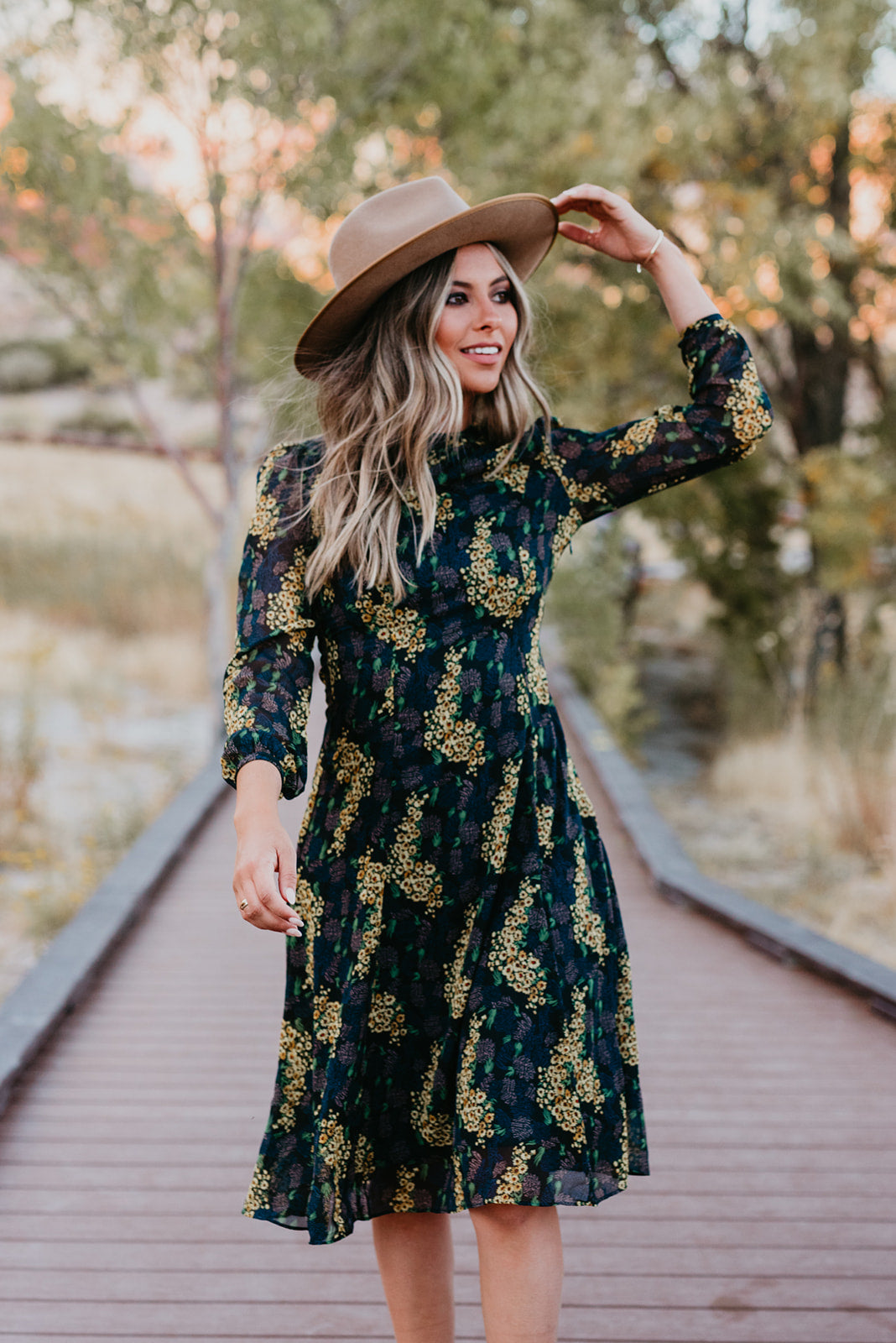 navy sunflower dress