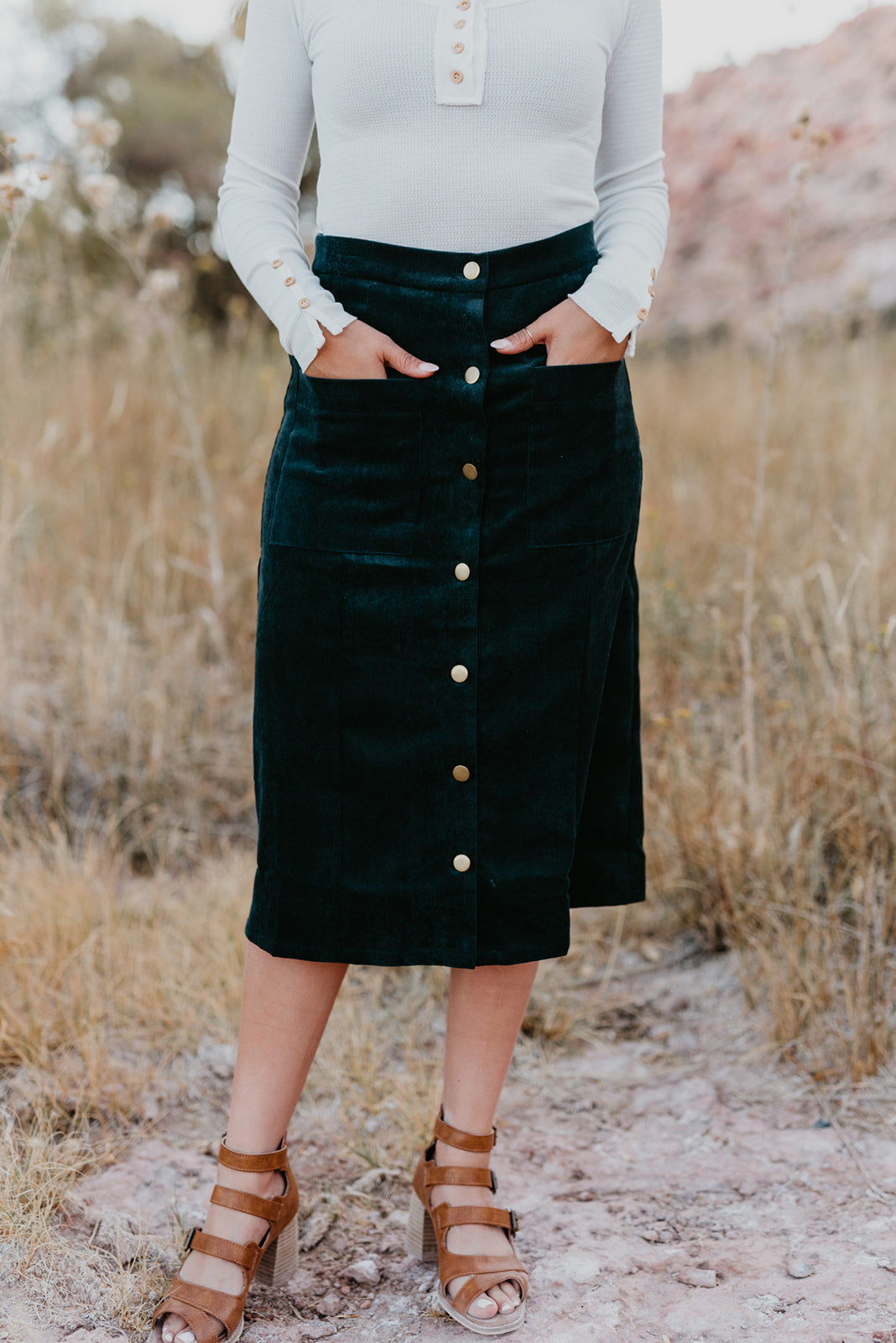 corduroy midi skirt