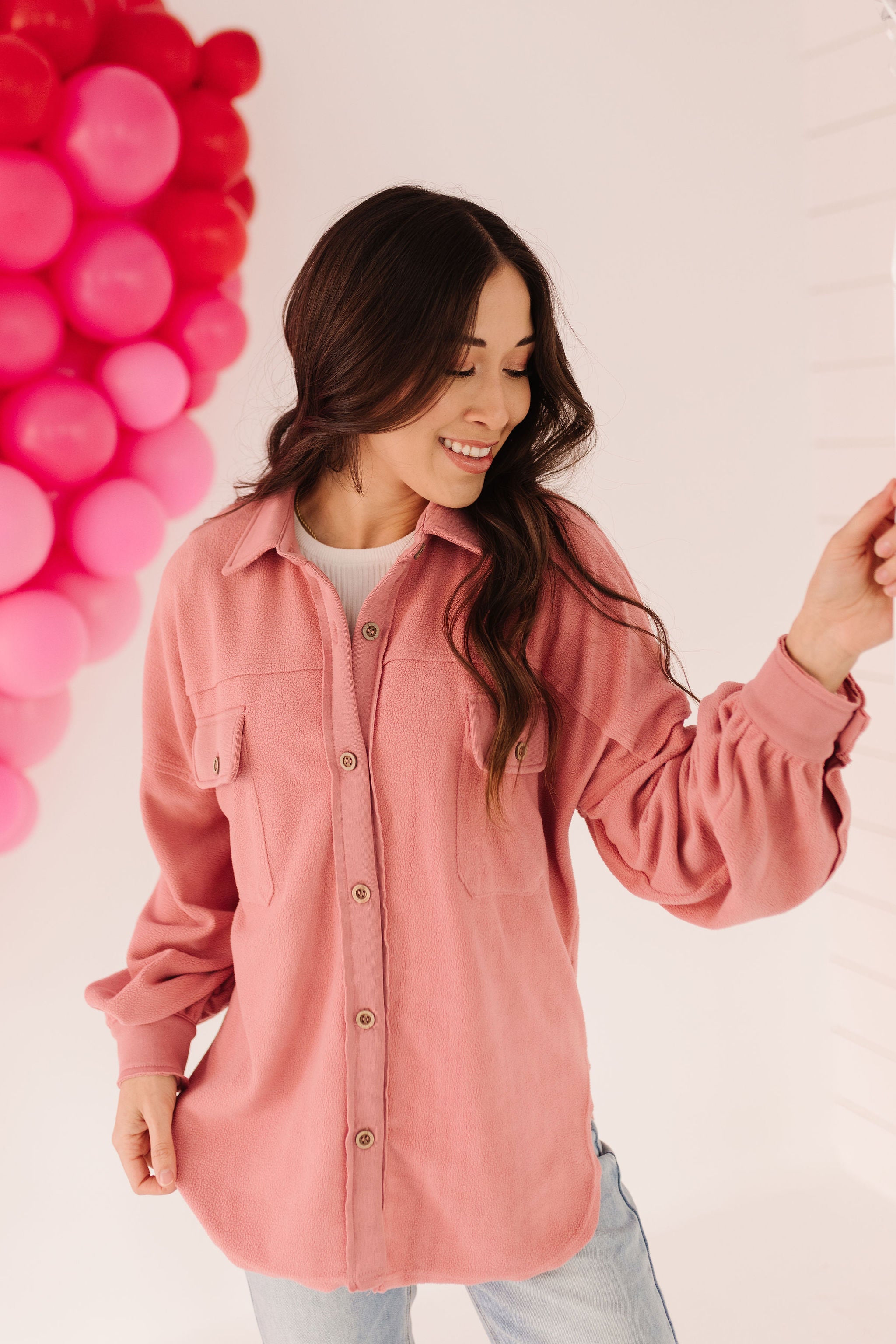 THE LOVE YOURSELF SHACKET IN BLUSH PINK