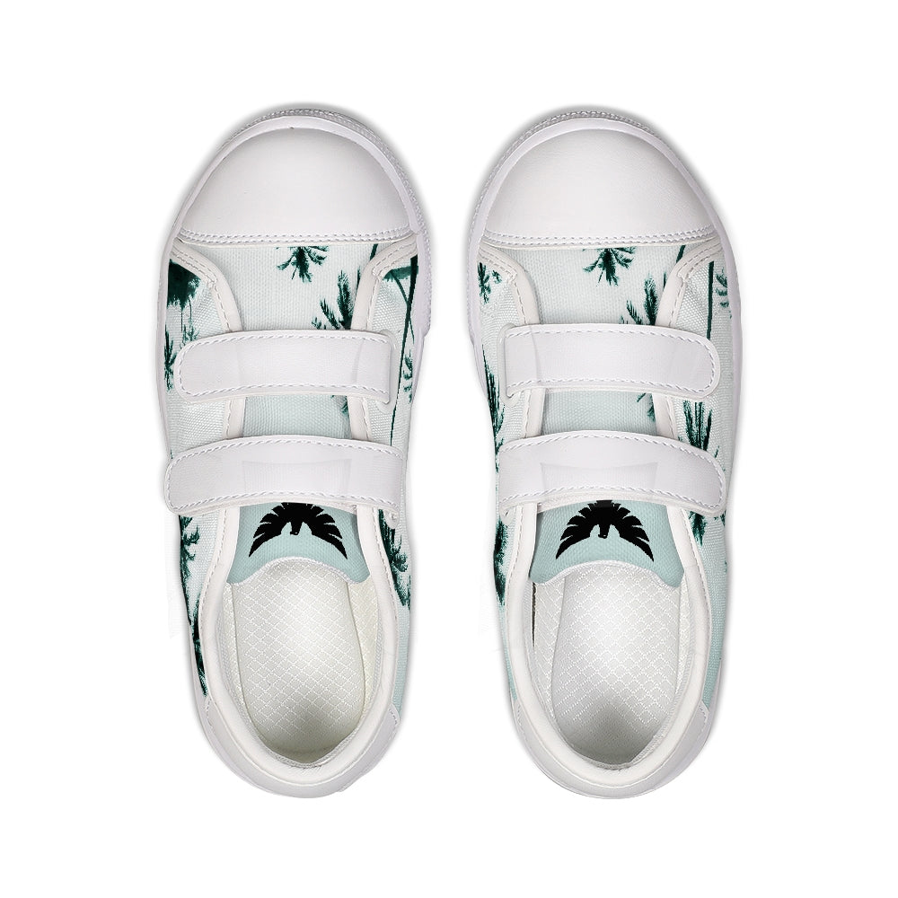 white canvas velcro shoes