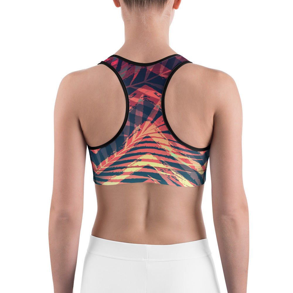 Moisture Wicking Aloha Sports Bra (white & black piping)