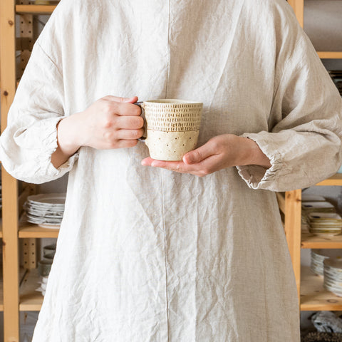 Junko Kanenari's mug with a warm hand-formed texture