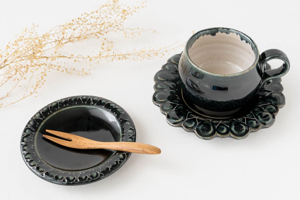 Small plates, cups and saucers from Ruriame Kobo