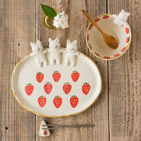 Strawberry and rabbit bowls by Kei Kajita that fills the table with cute