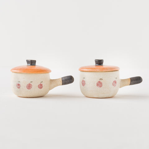 Naoko Ikemoto Enameled clay pot Chopstick rest with cute Showa retro style