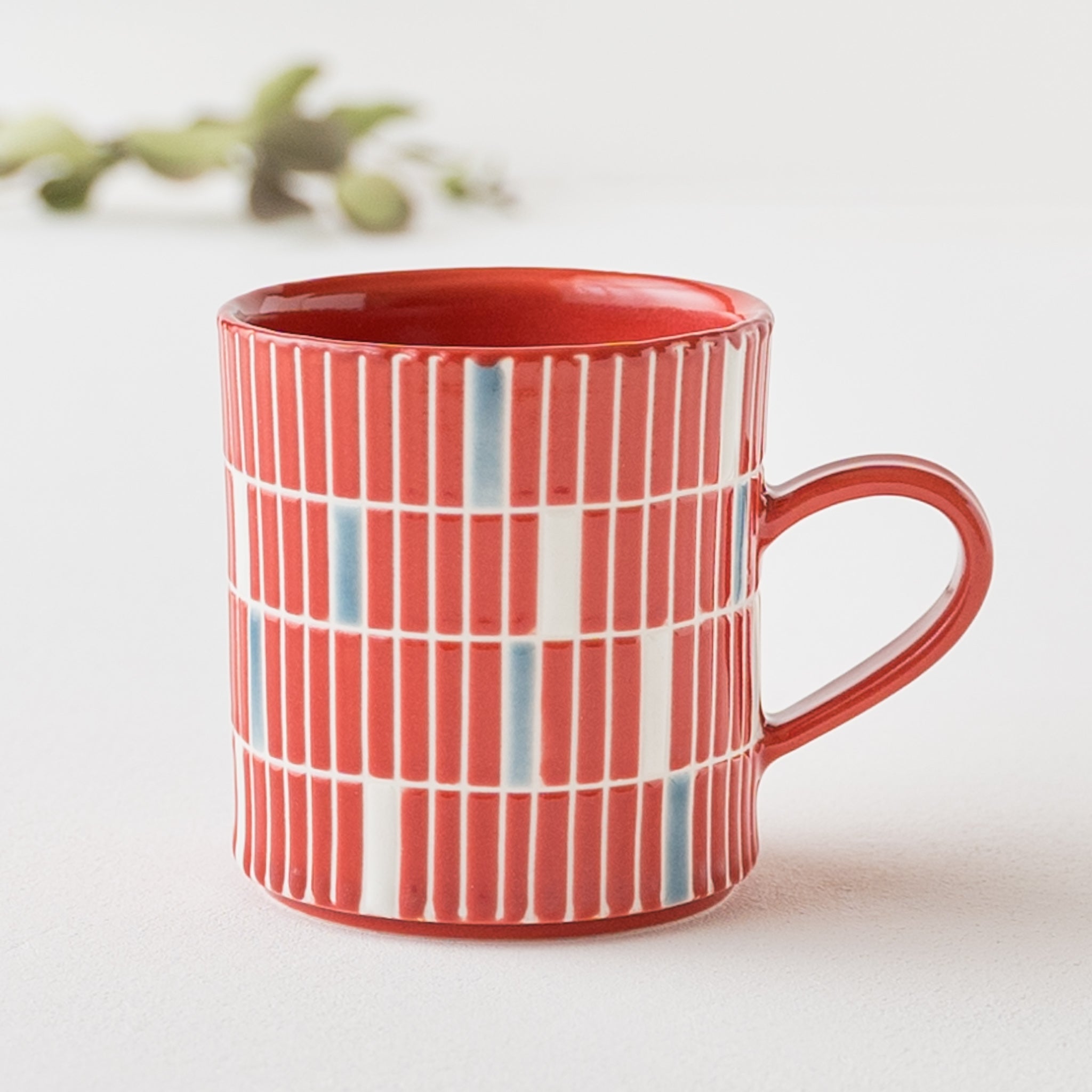 Yukari Nakagawa's Mosaic Tile Mug with Pop Red