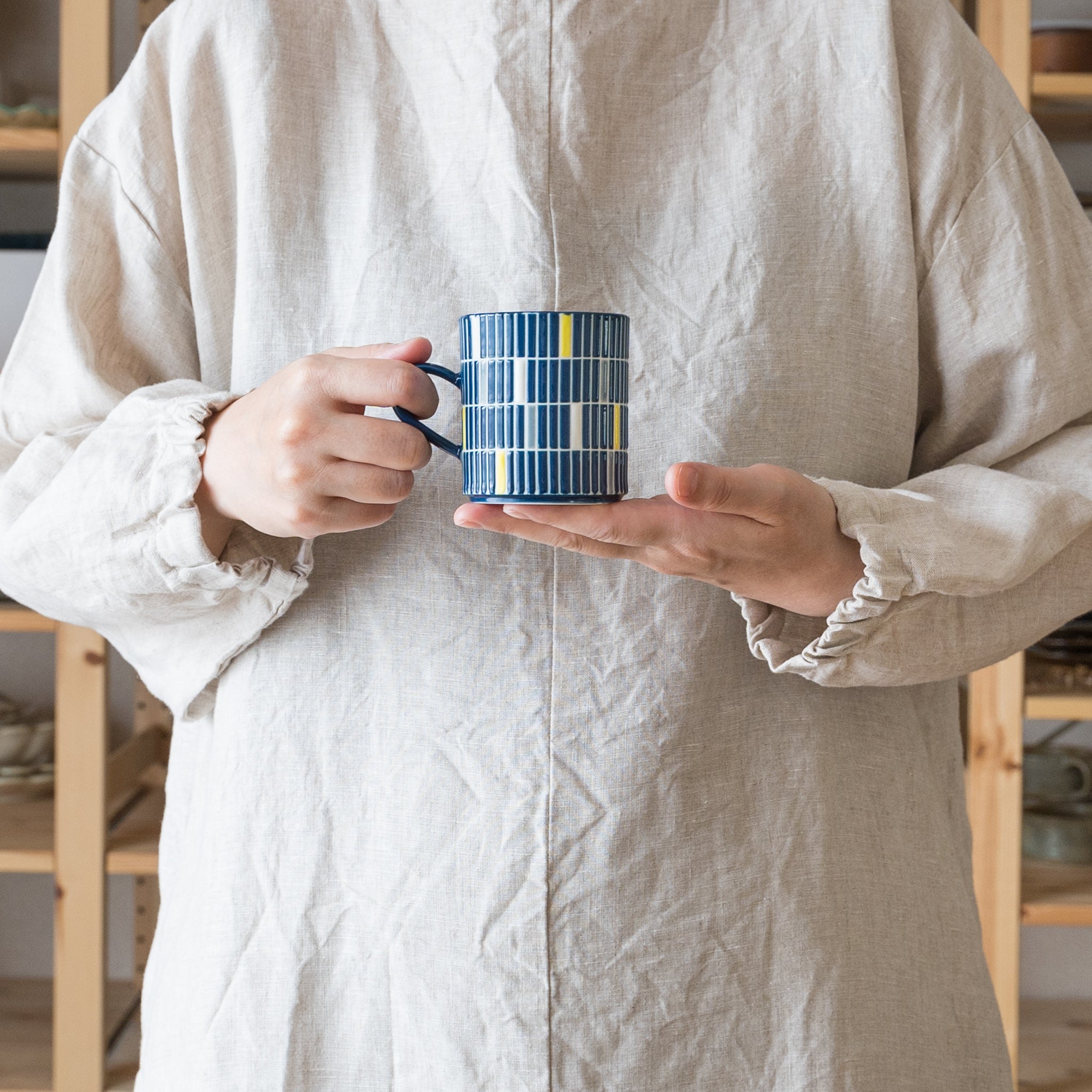 Yukari Nakagawa's colorful pop mosaic tile pattern mug