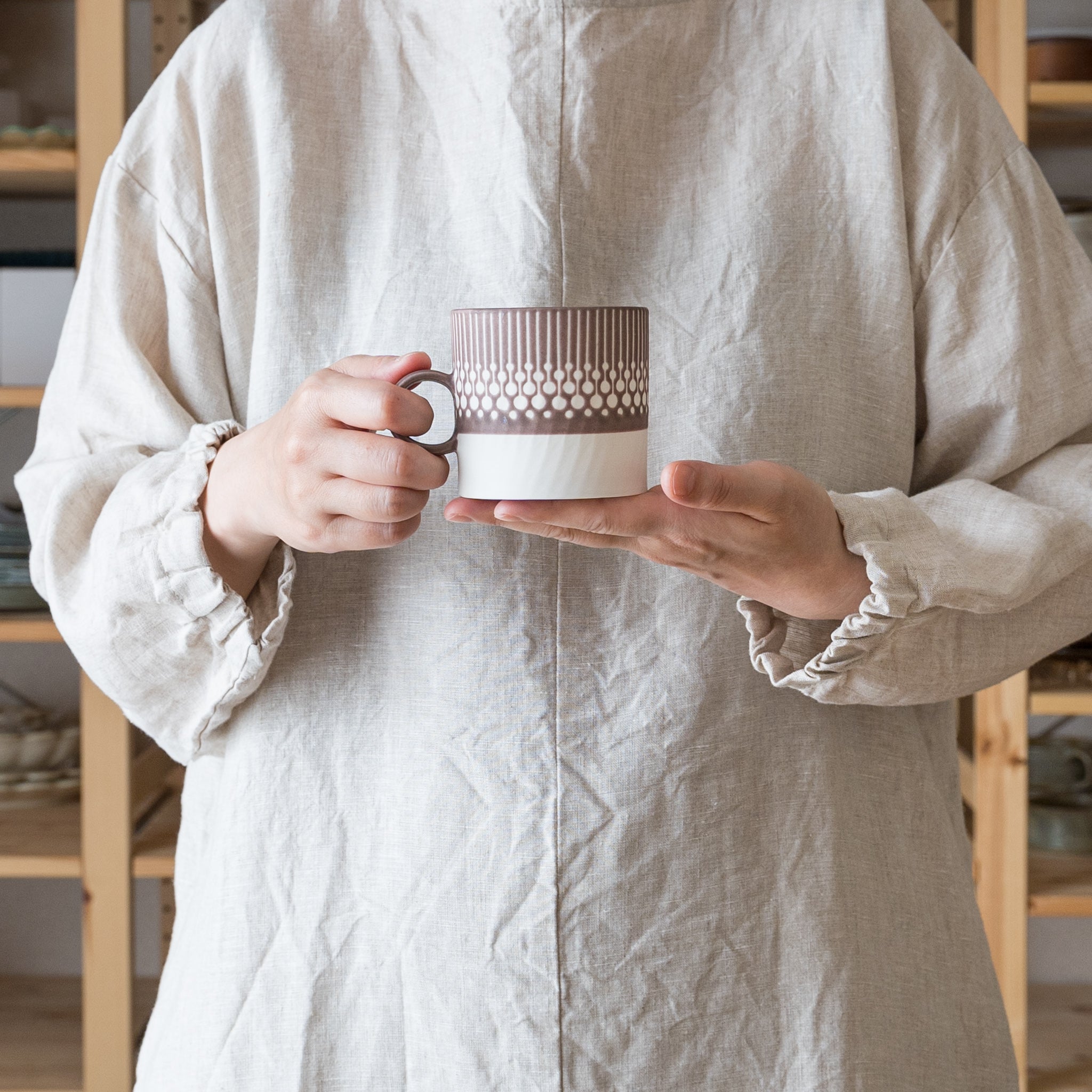 Yukari Nakagawa's mug cup with nice dot pattern and brown