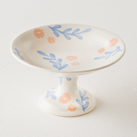 パステルカラーのお花にほっこり癒される菊知真由美さんの和紙染めの高杯皿