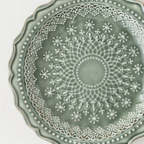 Wakasama Pottery French Lace Plate Gray