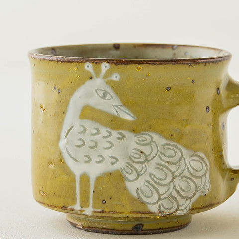 Satsukigama's square coffee cup, medium peacock