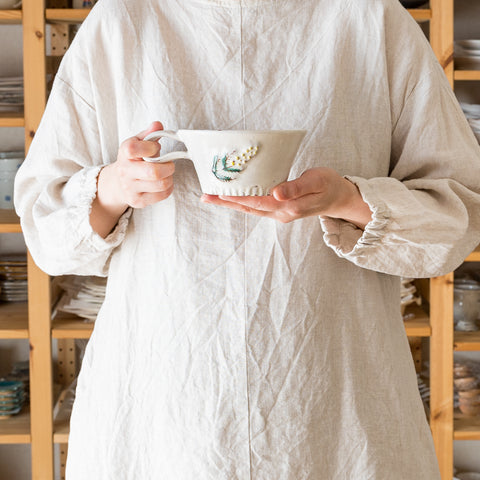 Mimosa soup mug cup by Yukiko Nagahama