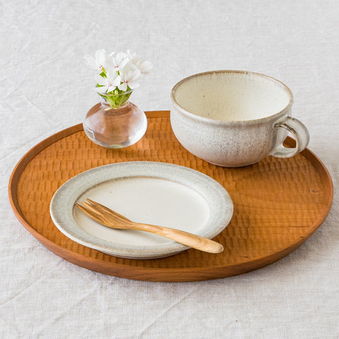 Hiromi Oka's 5-sun plate and soup cup gray