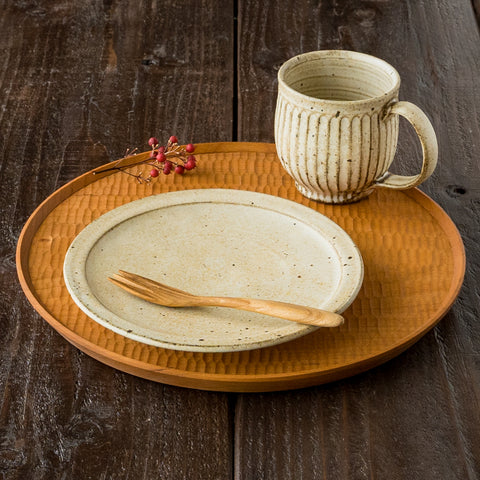 Kururi kiln 6-sun plate white mat and homaru mug