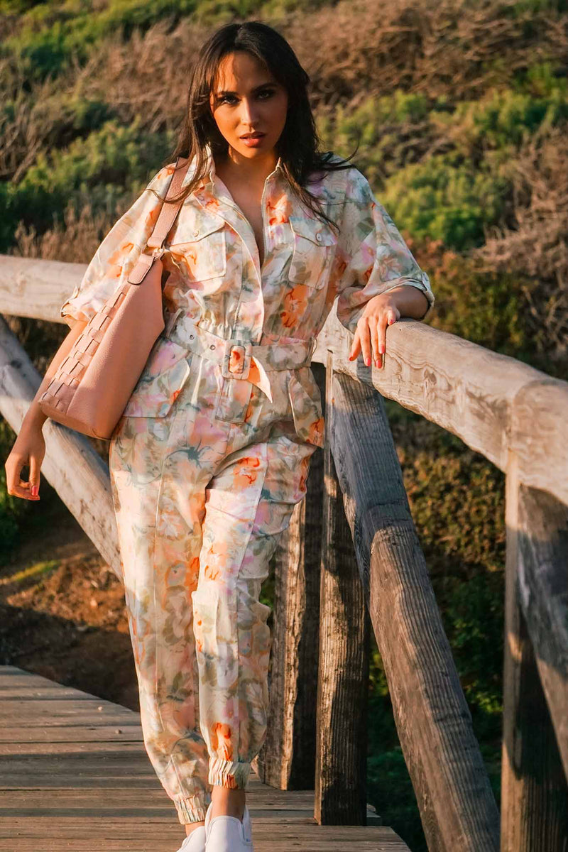 floral utility jumpsuit