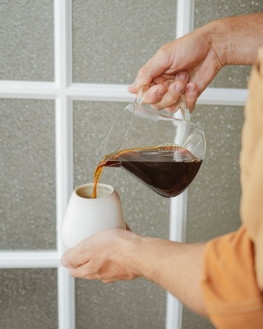 Pouring a cup of Rosso coffee