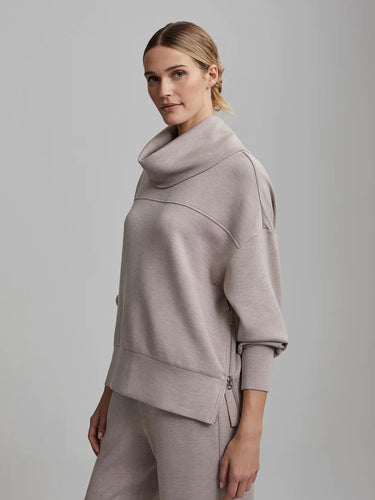 Varley Ramsay Cowl Neck Sweat In Deep Taupe Marl – Ela Maria