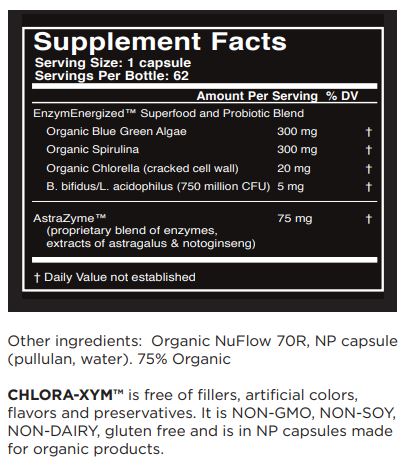 ChloraXym Master Supplements (US Enzymes) Supplement Facts