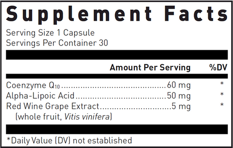 Coenzyme Q-10 with Lipoic Acid (Douglas Labs) supplement fact