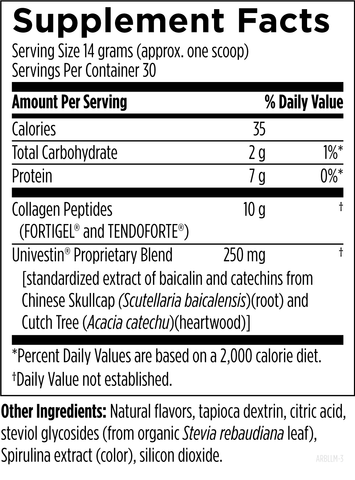 Arthroben® Powder Lemon Lime (Designs for Health) Supplement Facts