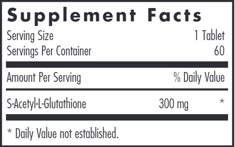 Acetyl Glutathione 300 mg (Nutricology) Supplement Facts