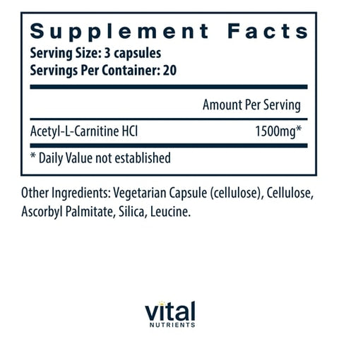 Acetyl L-Carnitine 500 mg Vital Nutrients