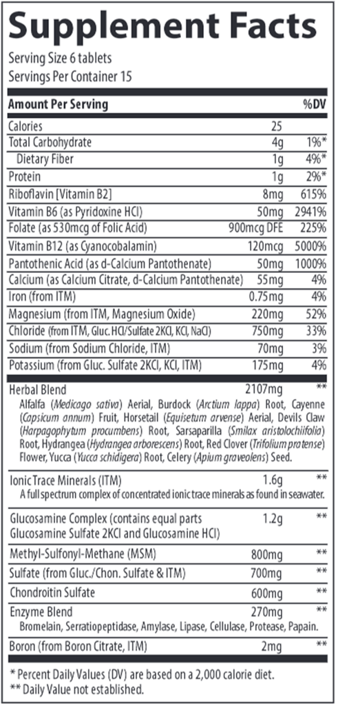 ActivJoint Platinum (Trace Minerals Research) Supplement Facts