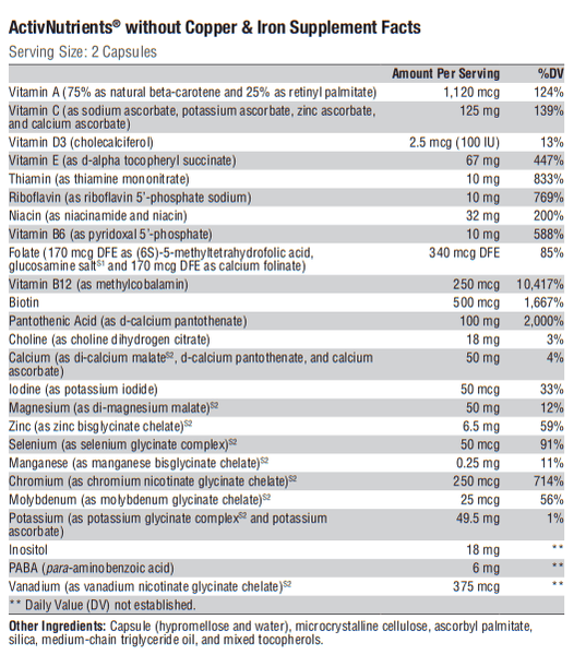 ActivNutrients without Copper & Iron (Xymogen)