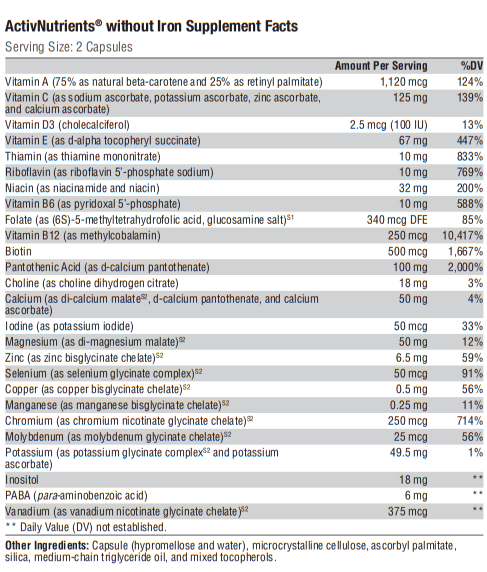 ActivNutrients without Iron (Xymogen)