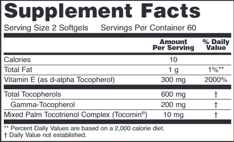 Advanced Gamma E Complex (NOW) Supplement Facts