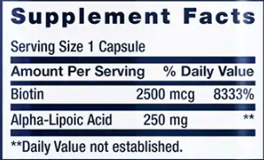 Alpha-Lipoic Acid with Biotin (Life Extension) Supplement Facts