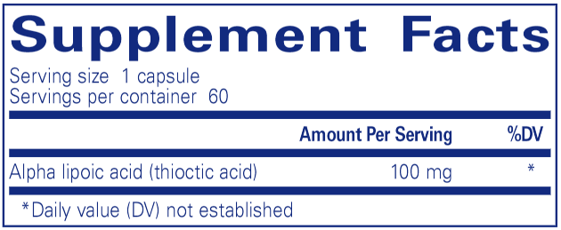 Alpha Lipoic Acid 100 mg (Pure Encapsulations) Supplement Facts